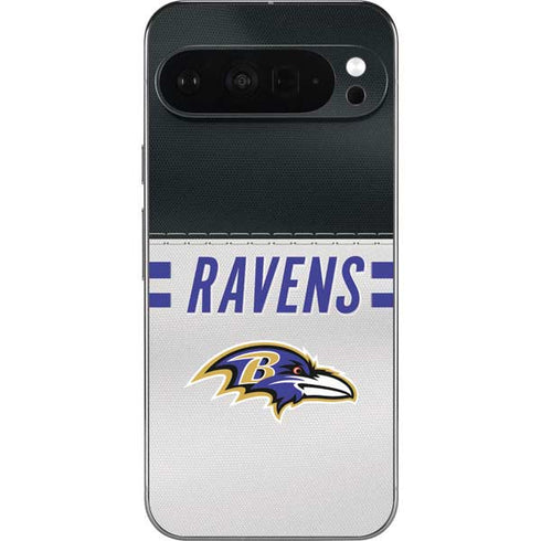 NFL Baltimore Ravens White Striped Pixel 9 Pro XL Skin